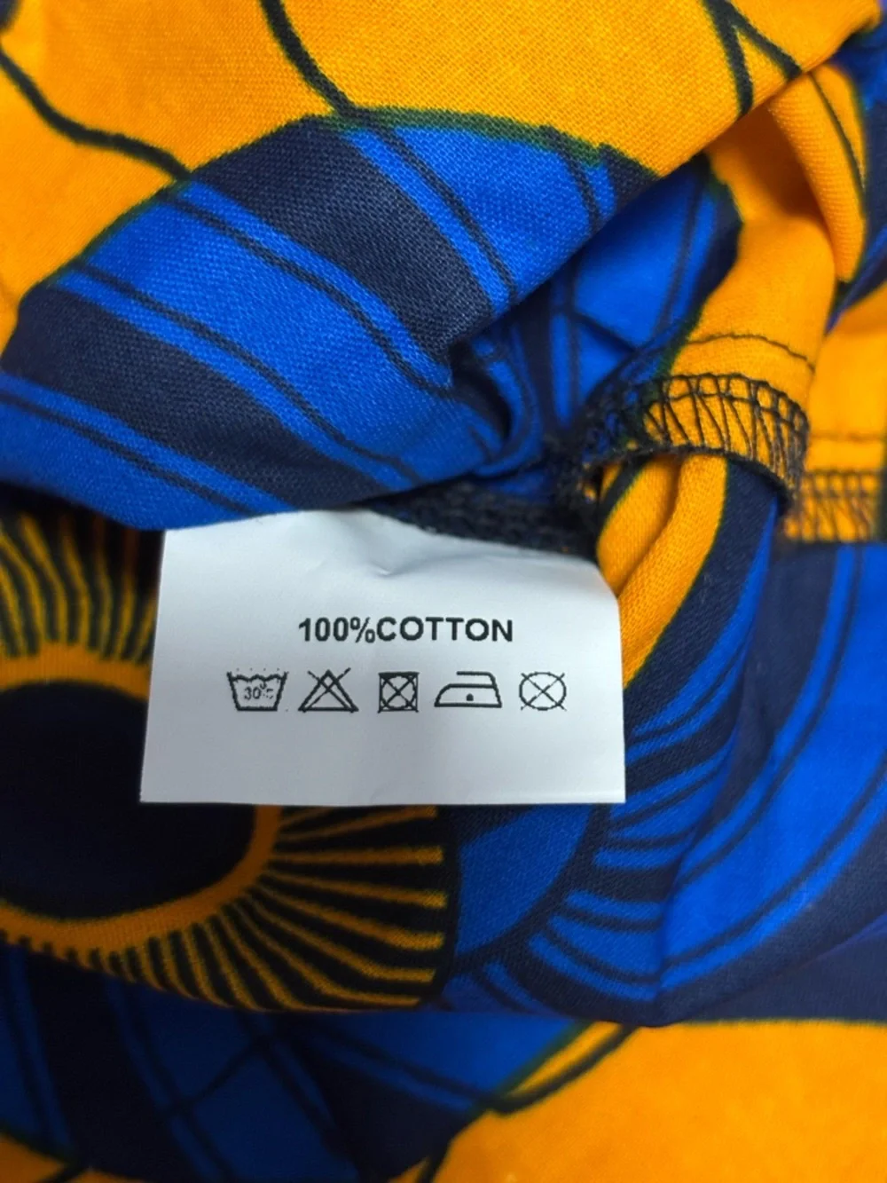 NWT Mae Otti Ankara African Wax Print Polo Top Blue Orange Small - Picture 9 of 10